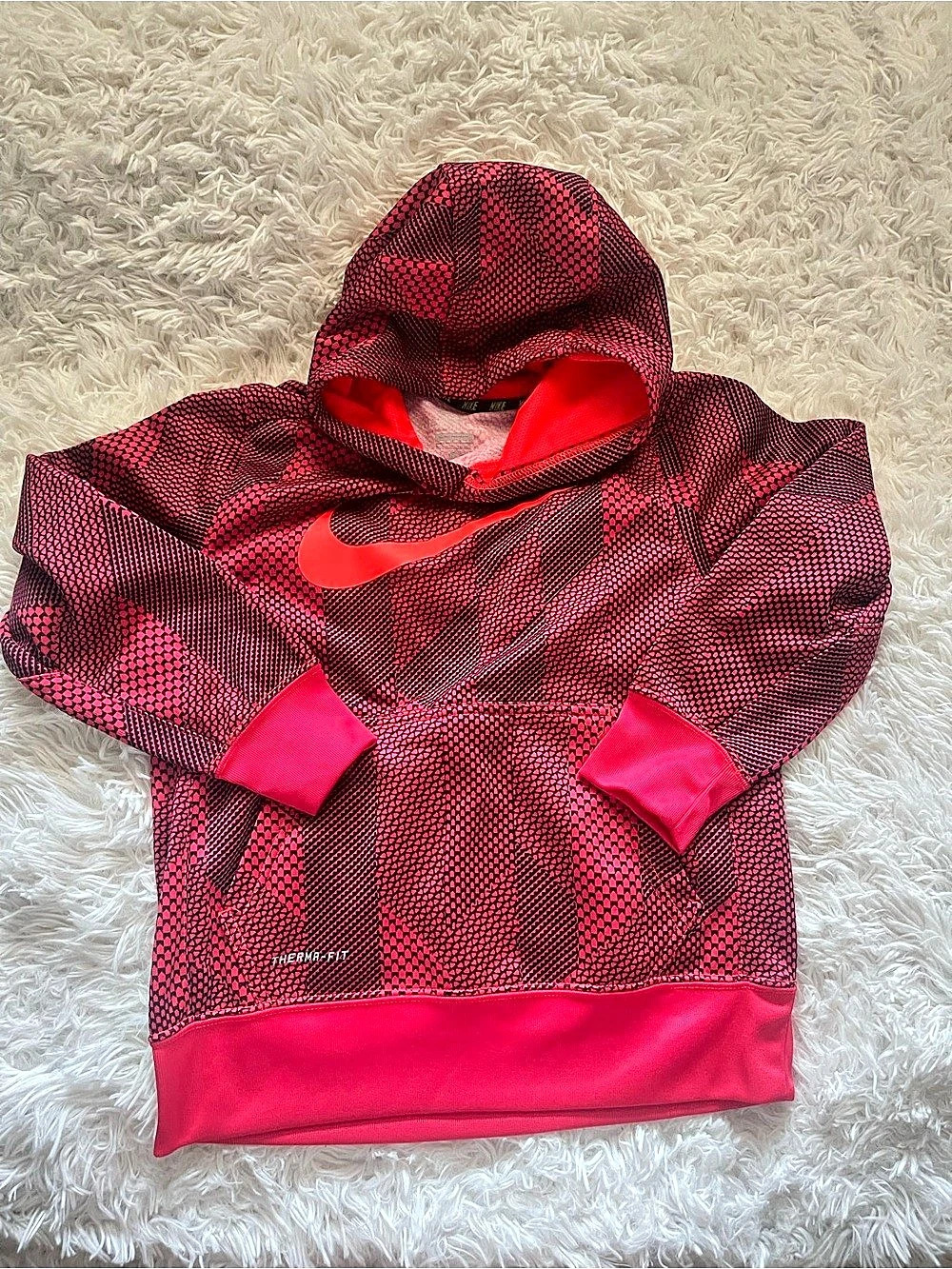 Nike Pro Run Boys Red & Black Athletic Hoodie
